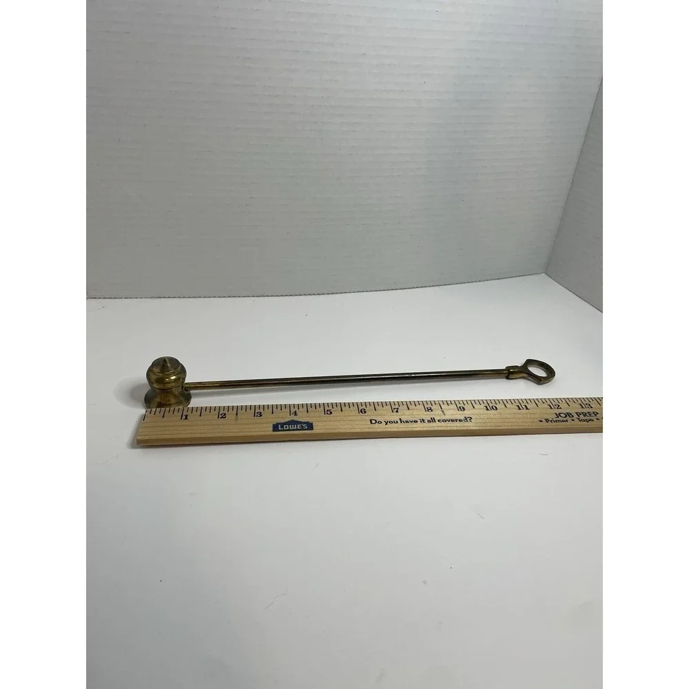 Vintage All-Metal Brass Finish Candle Snuffer measures 12.5